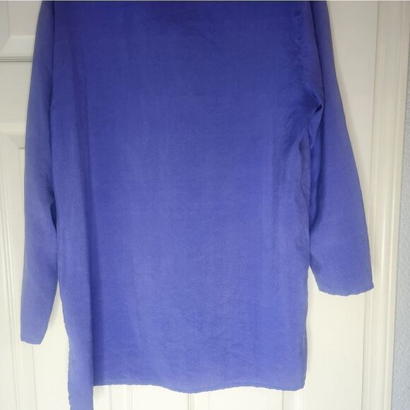 Melrose Silk Studio L 100% SILK Purple  Lngslvs Button Up Women’s Shirt Blouse - Picture 5 of 5
